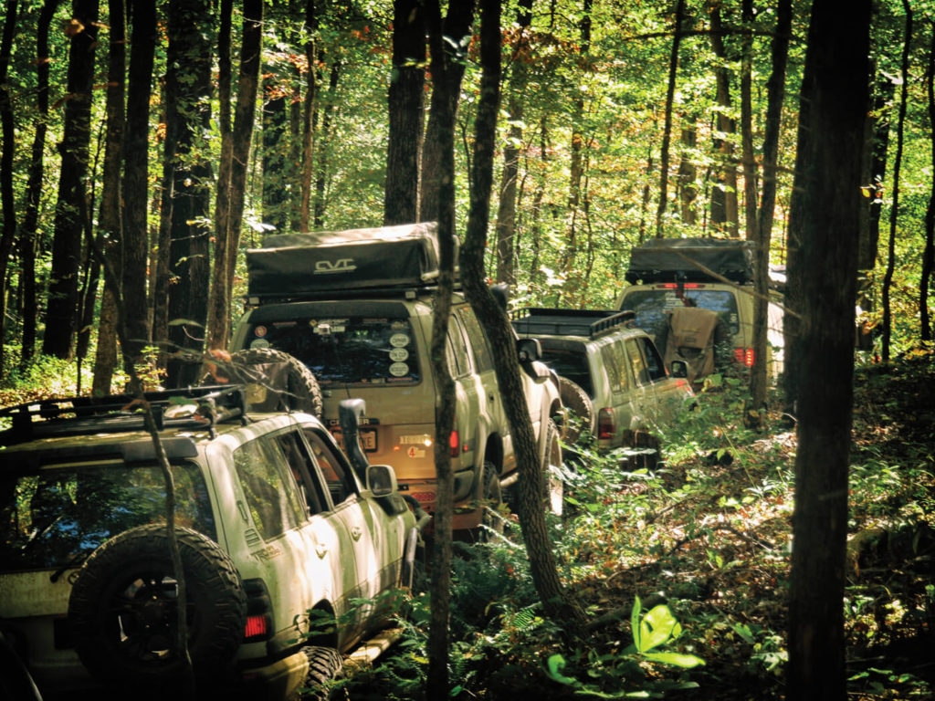 The Toyota FJ80 traveling in a caravan