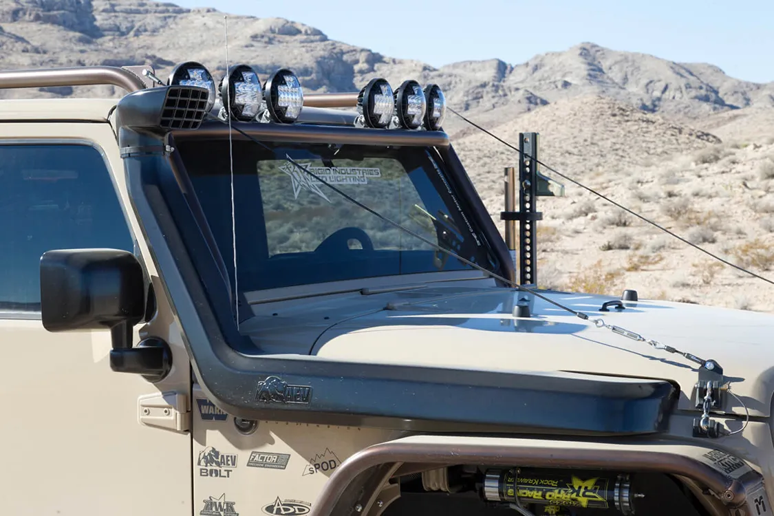 The numerous Rigid Industries LED lights on the JK8