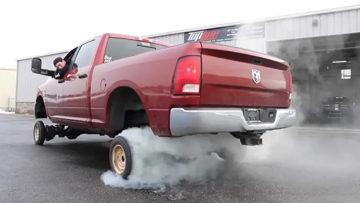 lifted truck with small tires
