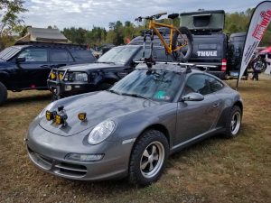 2019 Overland Expo East: Customized Porshe with lights and bike on roof rack