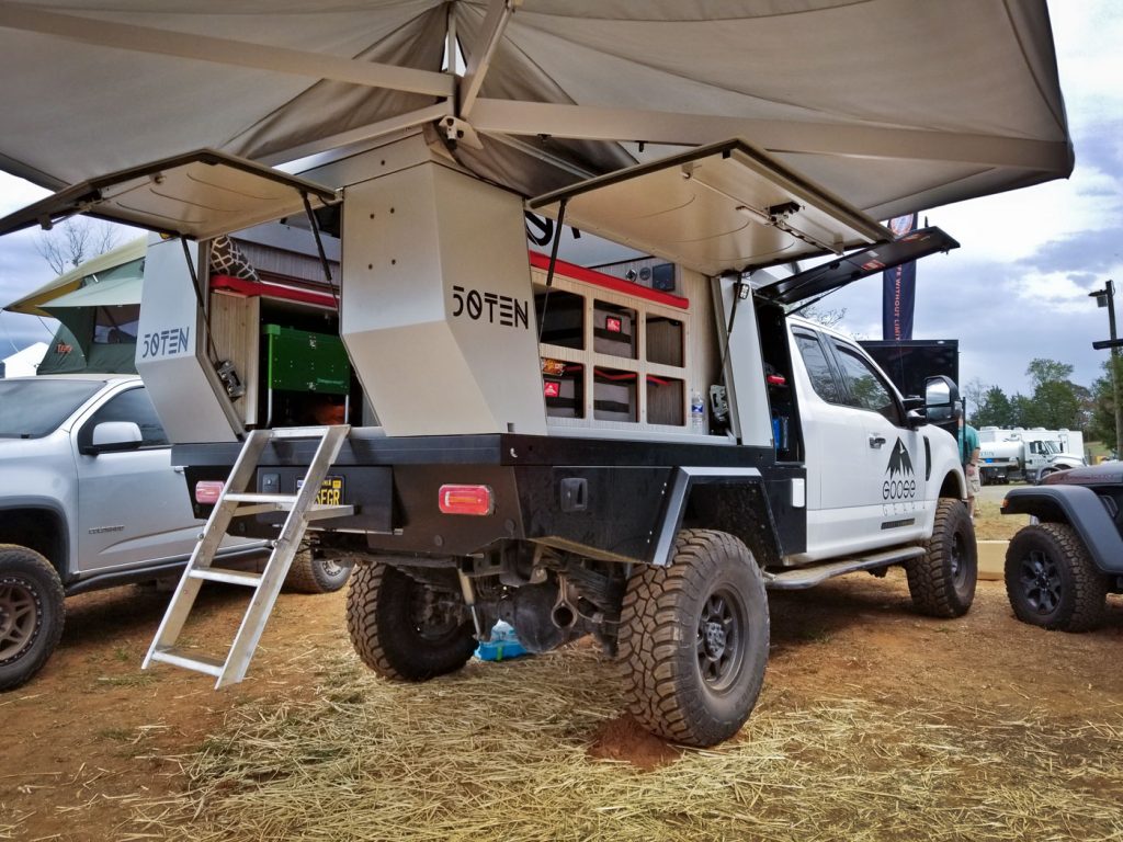 2019 Overland Expo East: The Fifty Ten camper on a F350 at the Goose Gear booth.