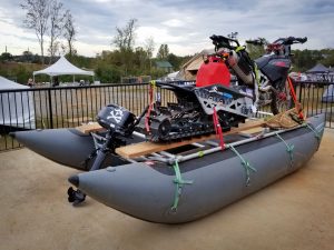 2019 Overland Expo East: Tracked motorbike on a boat trailer