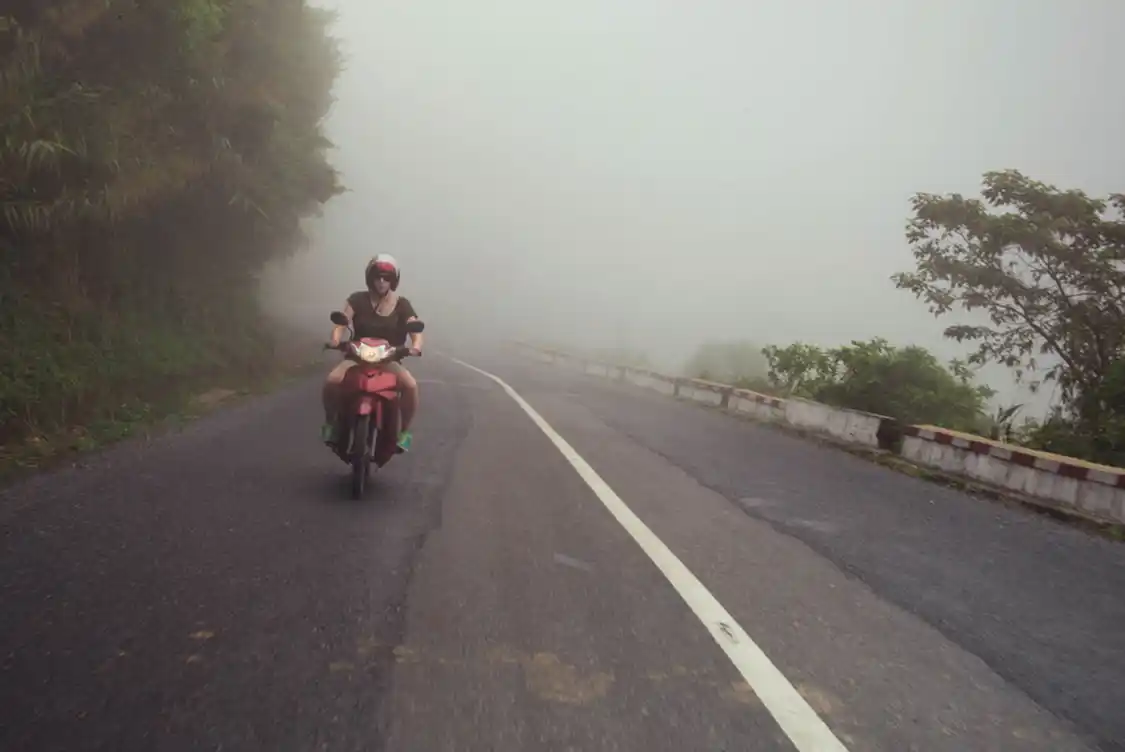 Ride two wheeler on Hai Van Pass