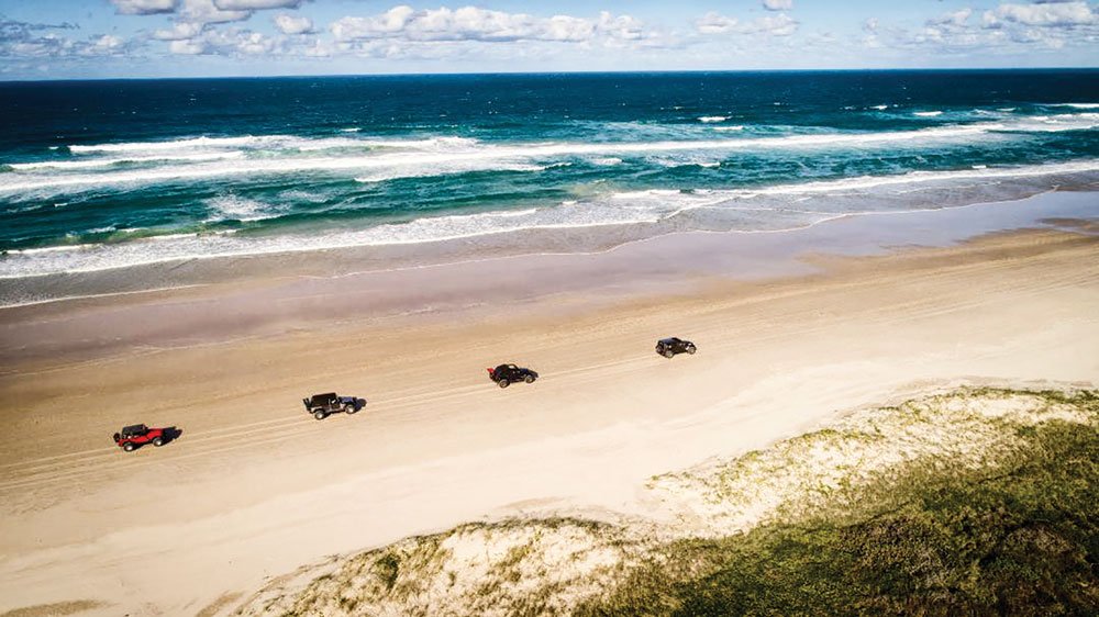 Jeep Convoy Driving on Australian Beach