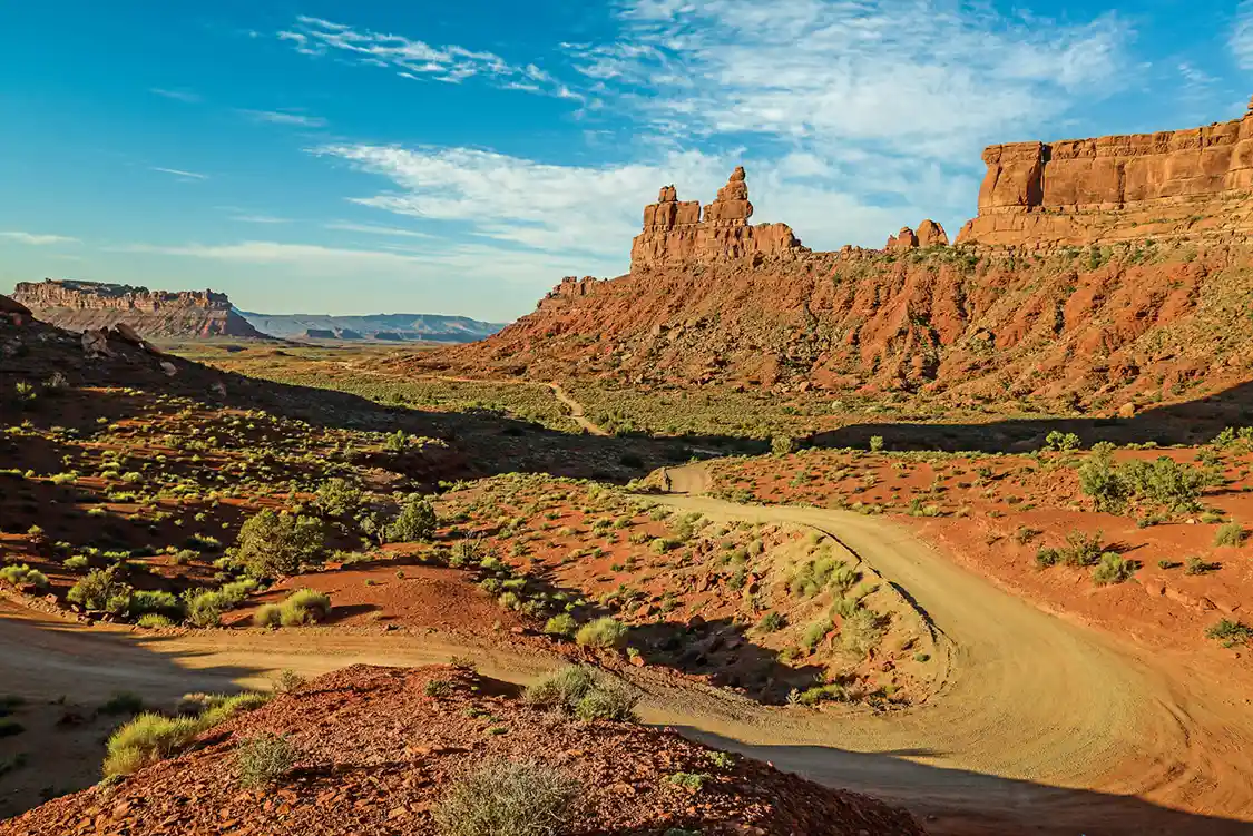 Valley of the Gods in Utah shows red rock structures