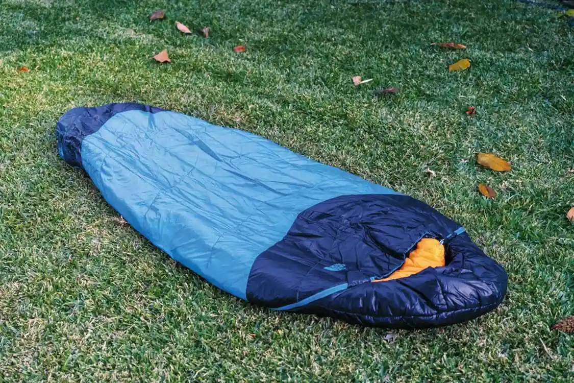 North Face The One Bag blue winter sleeping bag