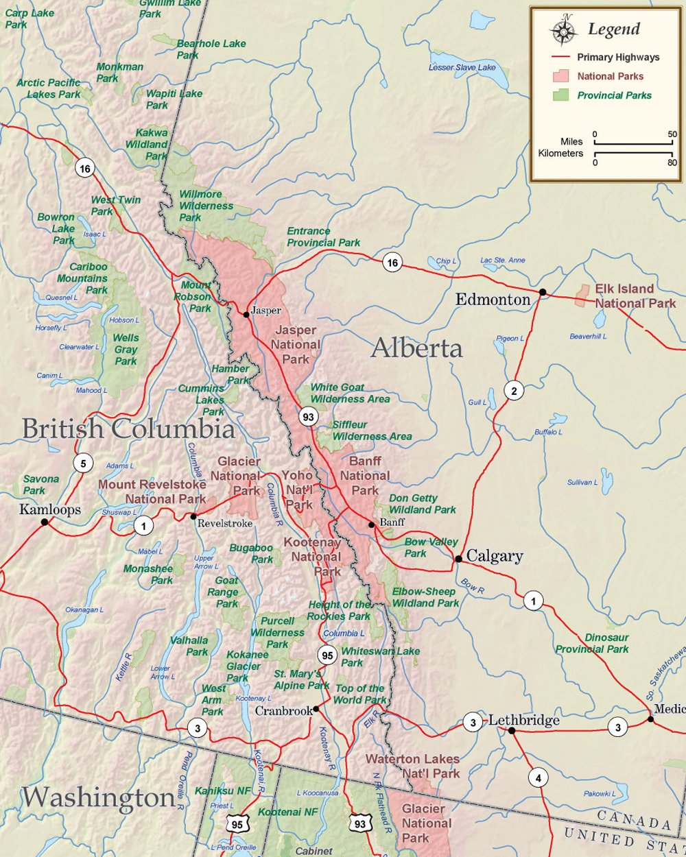 Map of Alberta, Canada