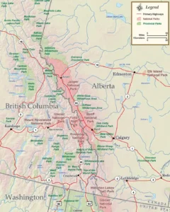 Map of Alberta, Canada