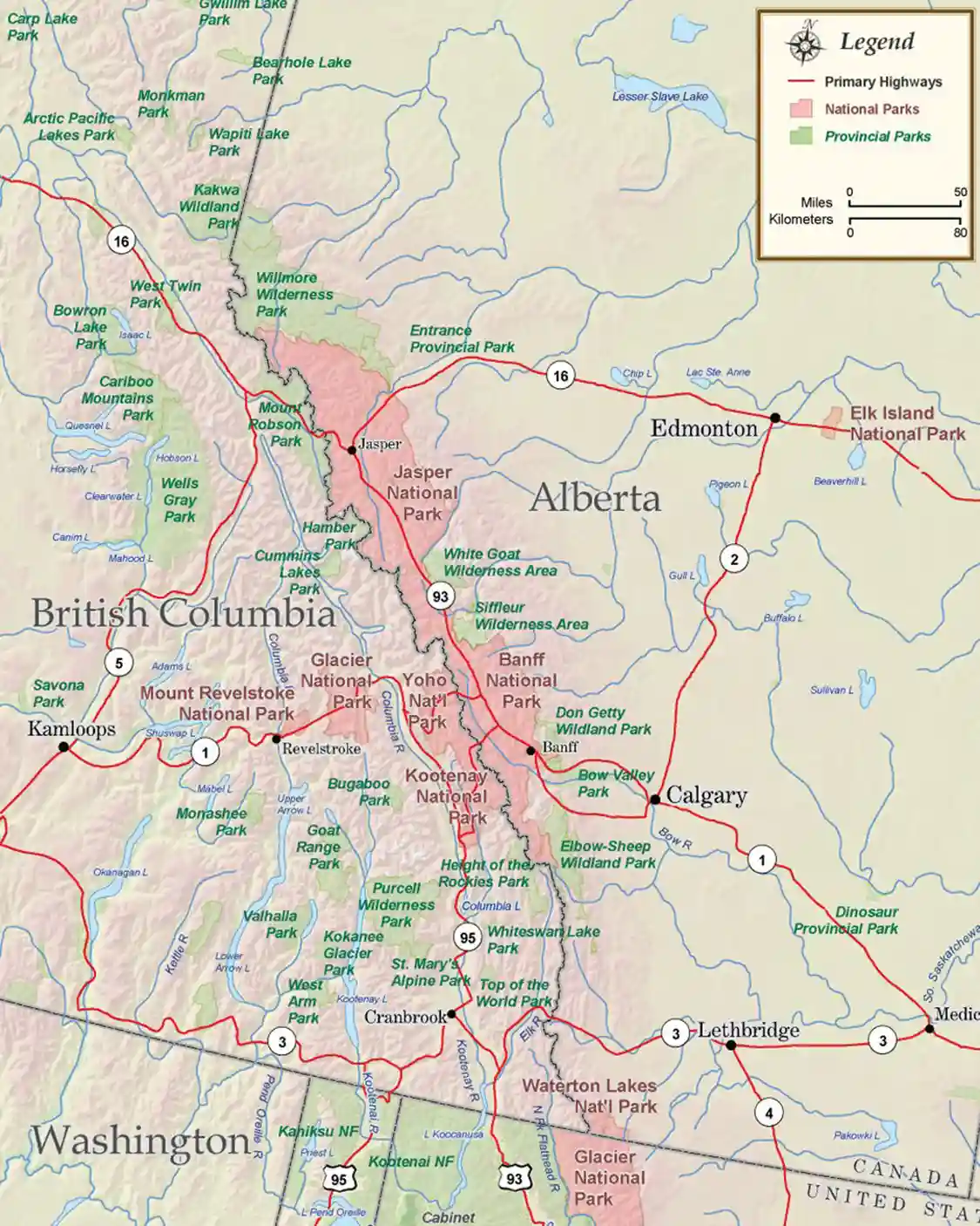 Map of Alberta, Canada