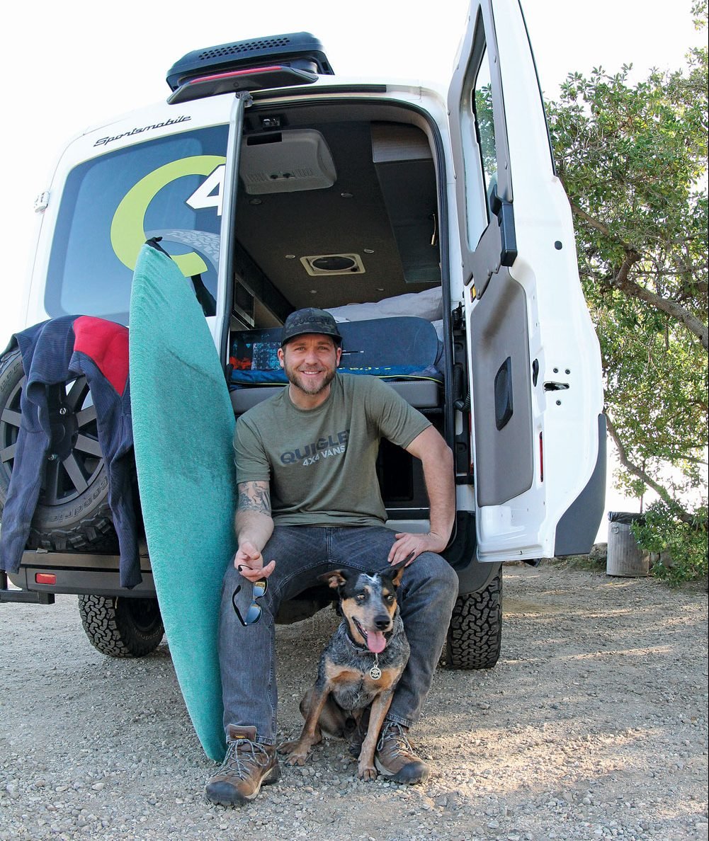 Adventure Chef Adam Glick with his dog, Tex