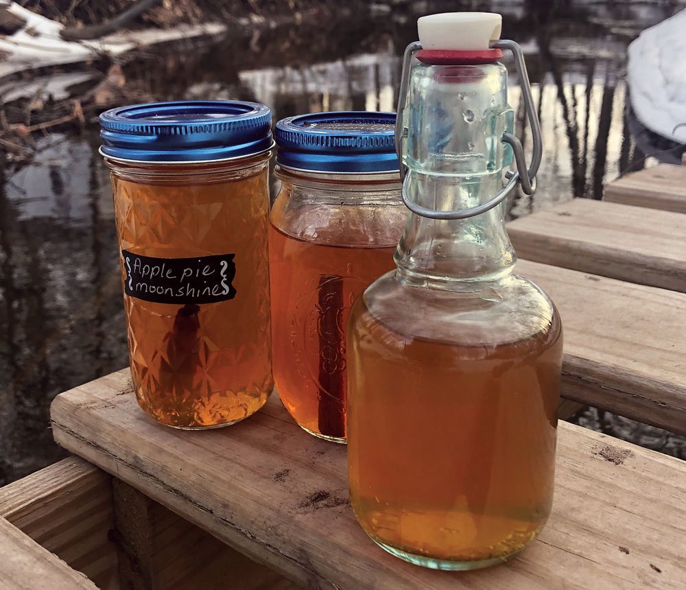 Premixed camp cocktails in glass jars