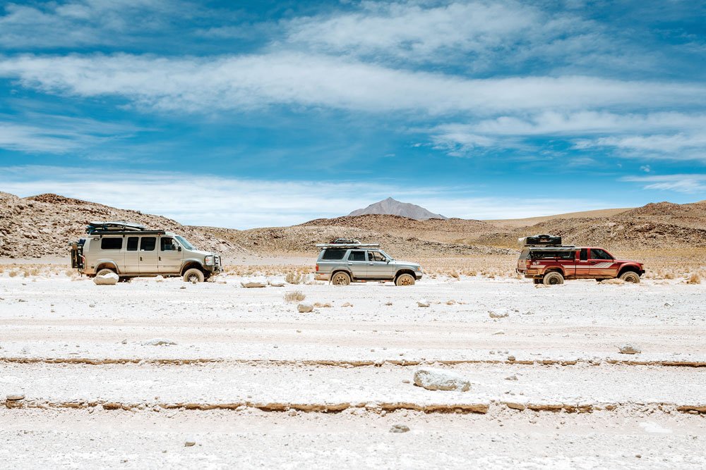 North American convoy traveling in Bolivia