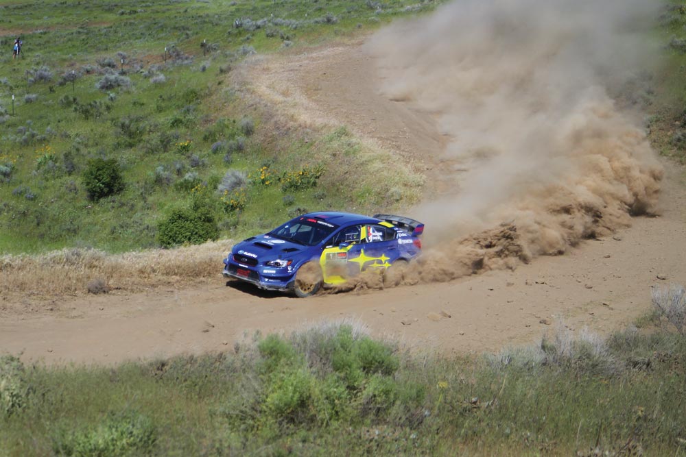 David Higgins tears up the S-curves during the 2019 Oregon Trail Rally