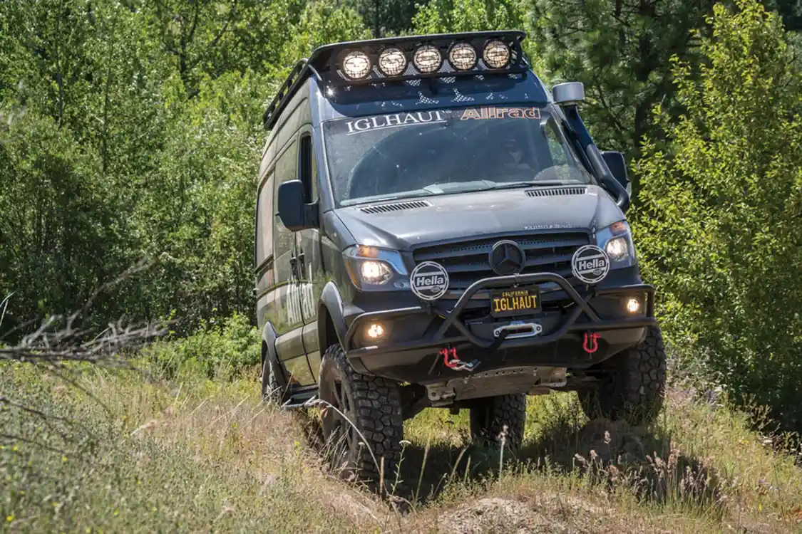 Driving through grass and rocks