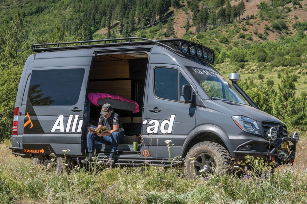 Owner sitting in his Iglhaut Allrad Sprinter van