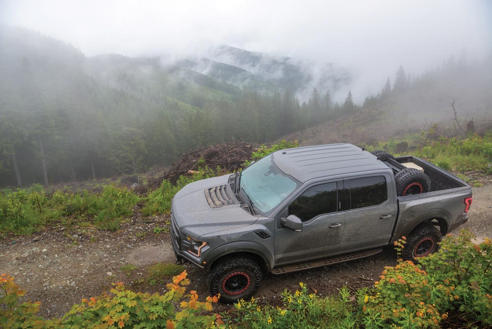 Driving on a mountainside in fog