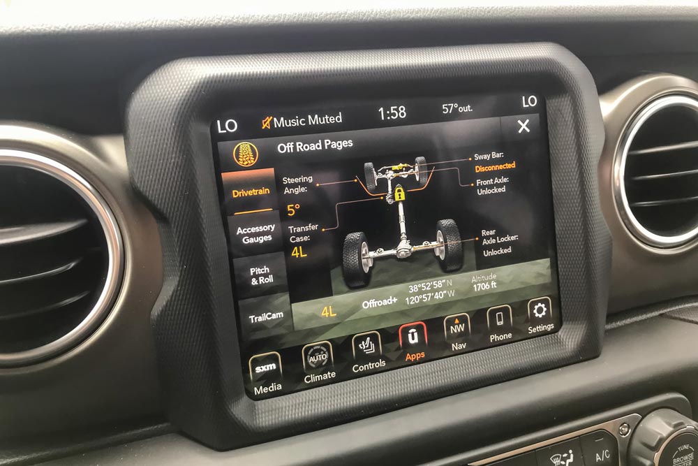 off-road controls inside the Jeep