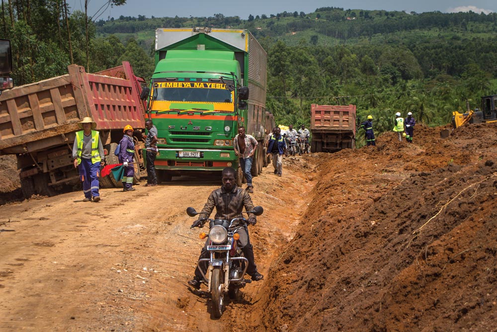 Traveling on dirt roads in Uganda