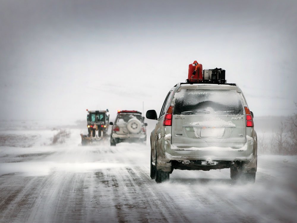Near blizzard conditions during the 2020 Alcan 5000 Rally