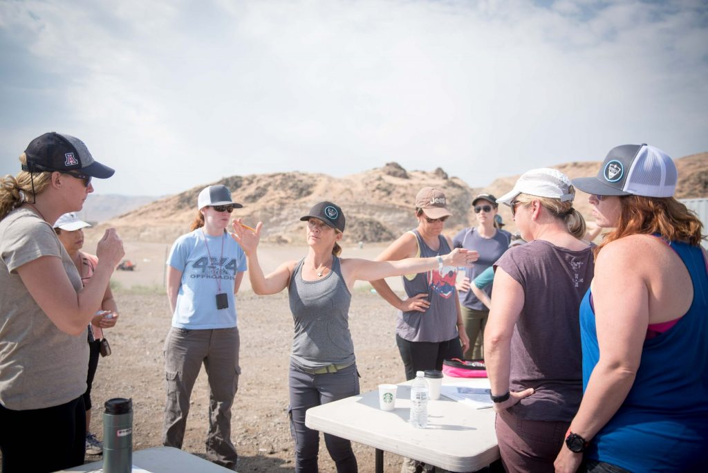 Emily Miller conducting Rebelle Rally training