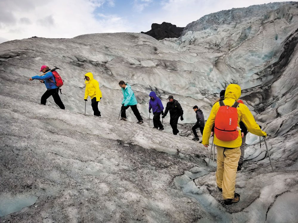 Hiking up Vatnajökull glacier
