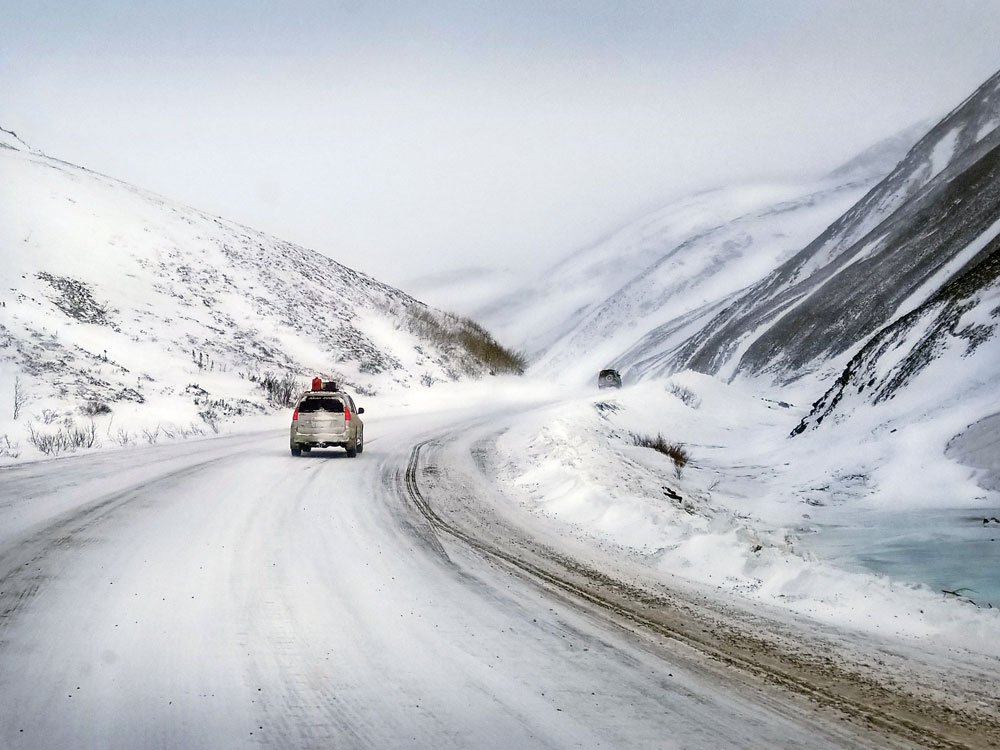 Driving through mysterious mountains on the 2020 Alcan 5000 Rally