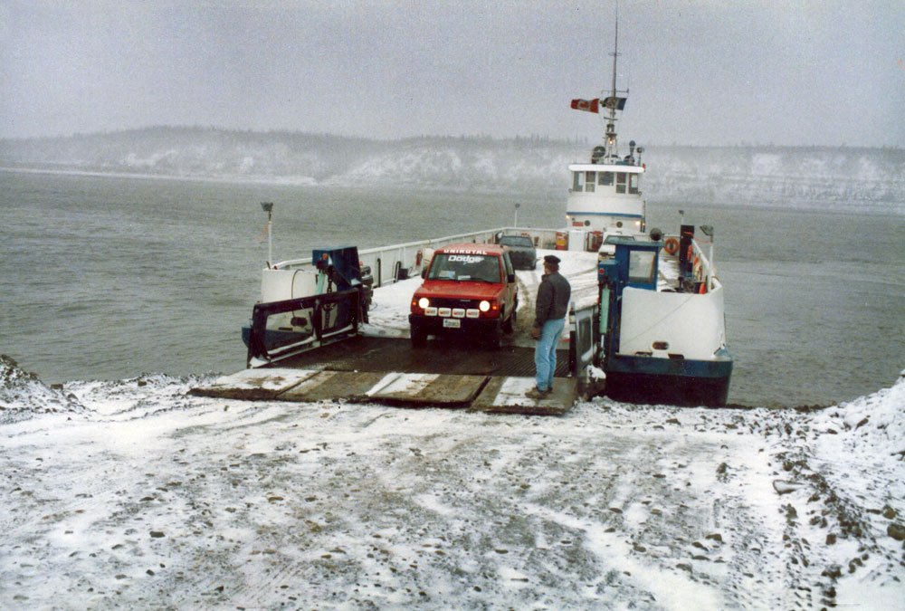 1986 Rod Hall and the Dodge Raider on a ferry