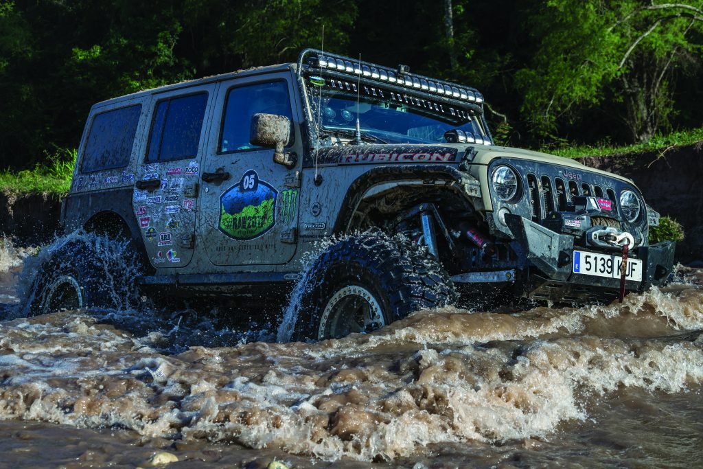 Jeep JKU driving through water