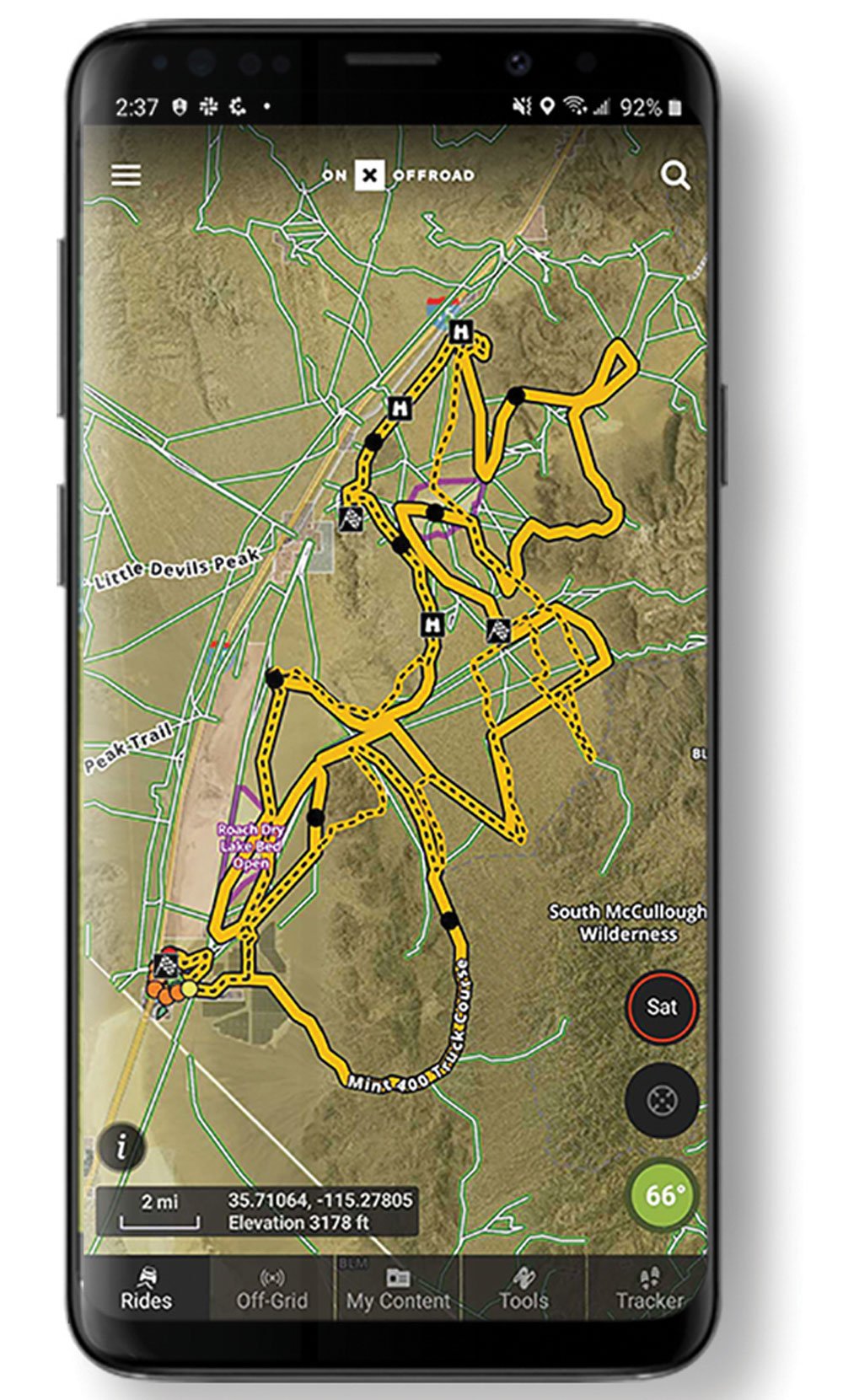 Mint 400 Race course as seen in the onX Offroad app