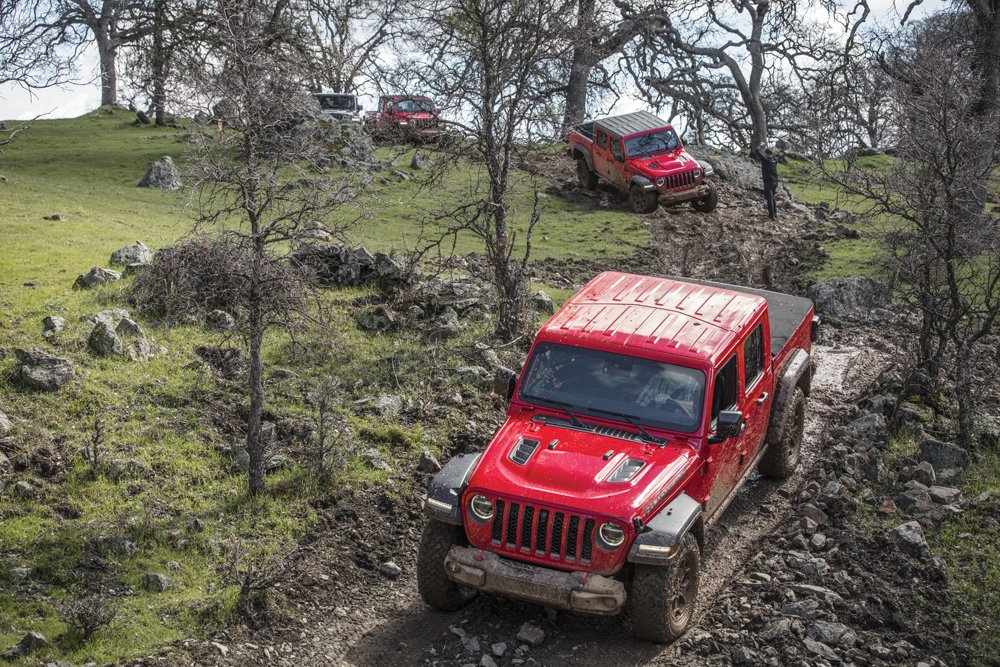 Jeep Wrangler JT Gladiator with wider grille slots than the JL