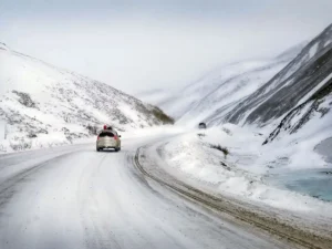 Driving through mysterious mountains on the 2020 Alcan 5000 Rally