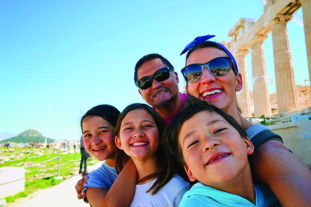 Family portrait at the Parthenon, Greece