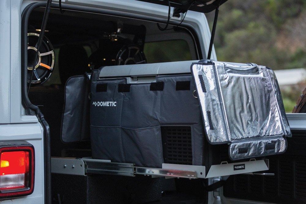 Easy kitchen setup that pulls out of the back of the Jeep Wrangler