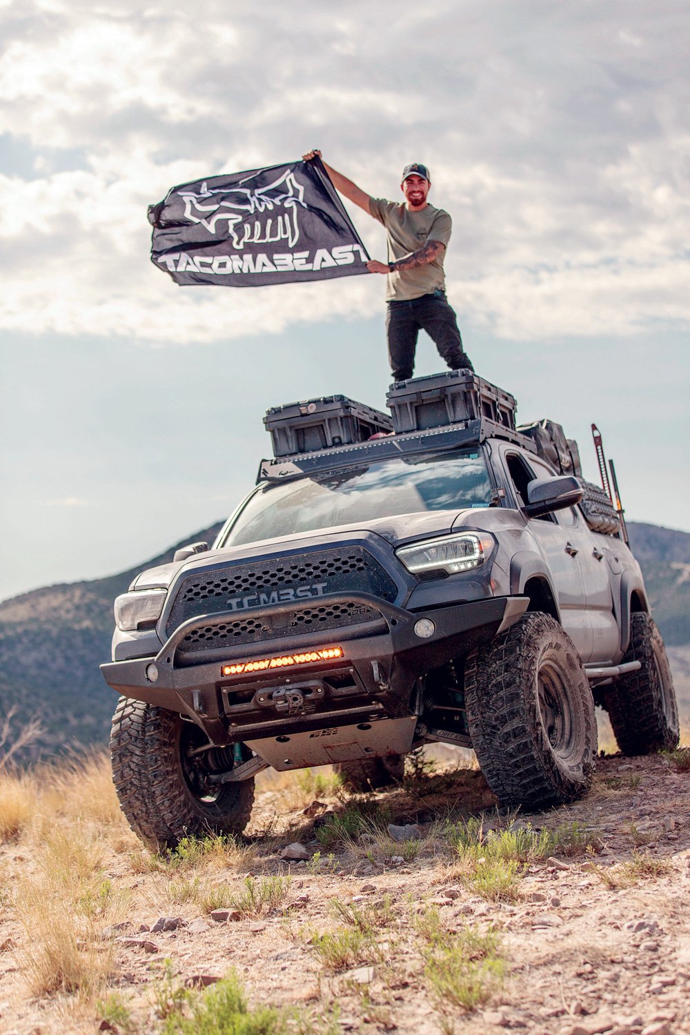 Mateo proudly waves the Tacomabeast flag of his company