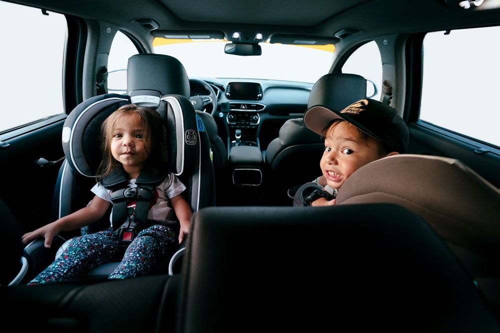 The Santa Fe provides enough room for the kids and their car seats