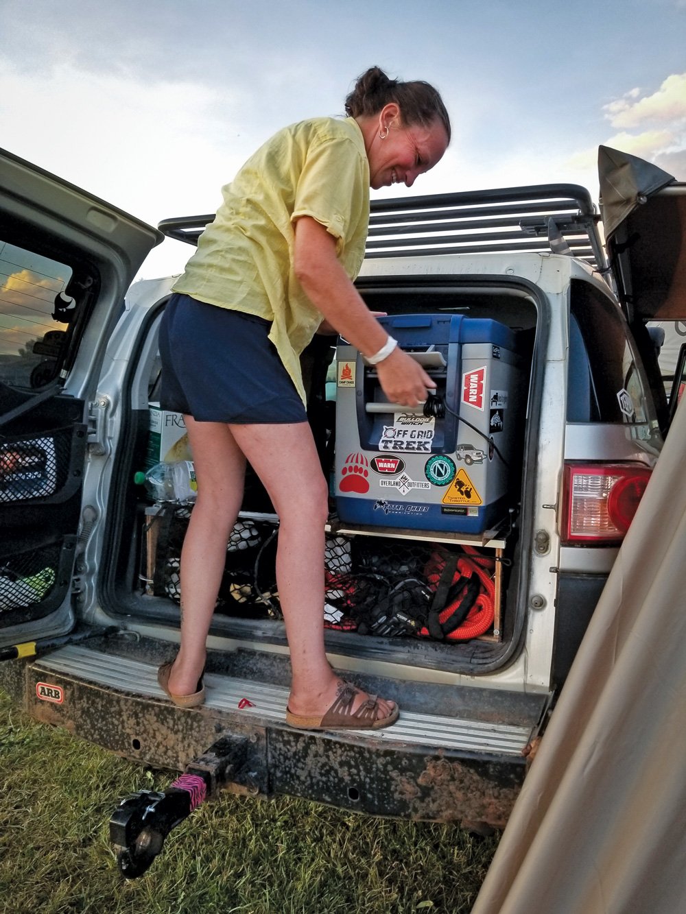 Everything is strategically packed into the couples FJ Cruiser