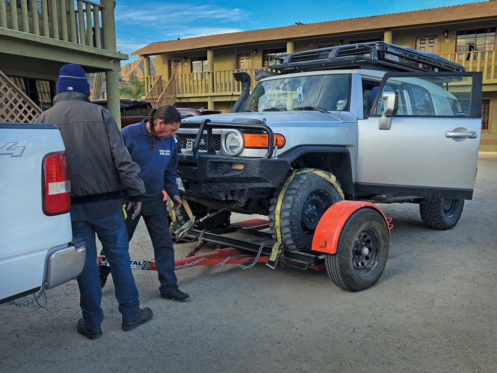 FJ Cruiser getting prepped for the trip for transmission repairs