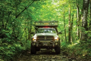 The AEV Prospector XL Camper makes its way with ease