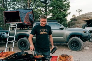 Jason Nicosia with Overland Eats cooks up food to share