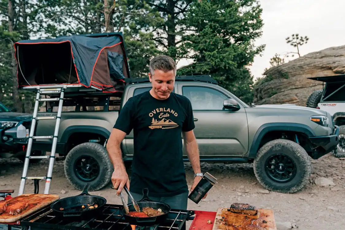 Jason Nicosia with Overland Eats cooks up food to share