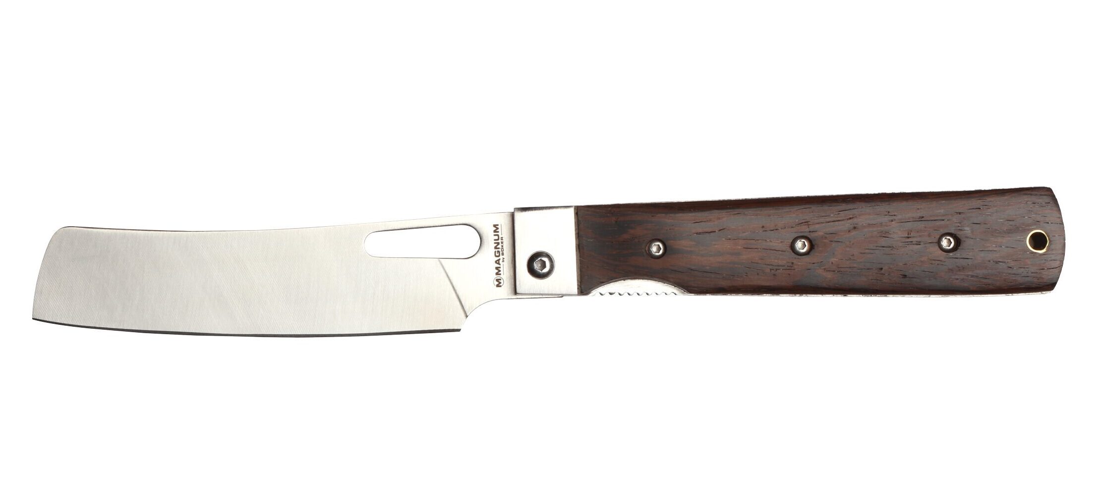 Pocket cleaver with brown handle made by Boker.