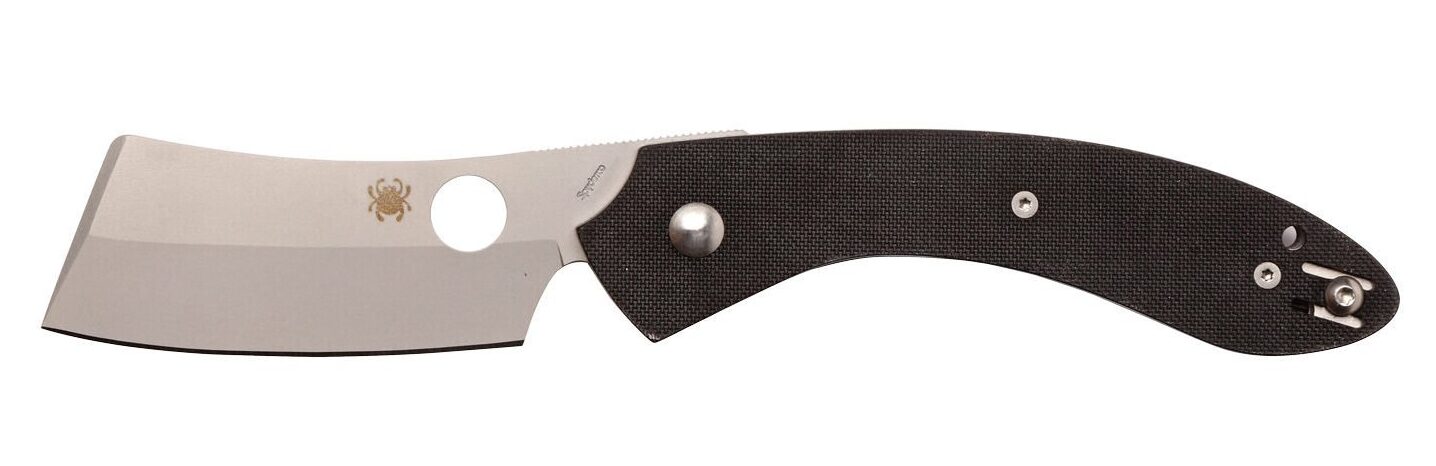 Pocket cleaver with curved black handle from Spyderco.