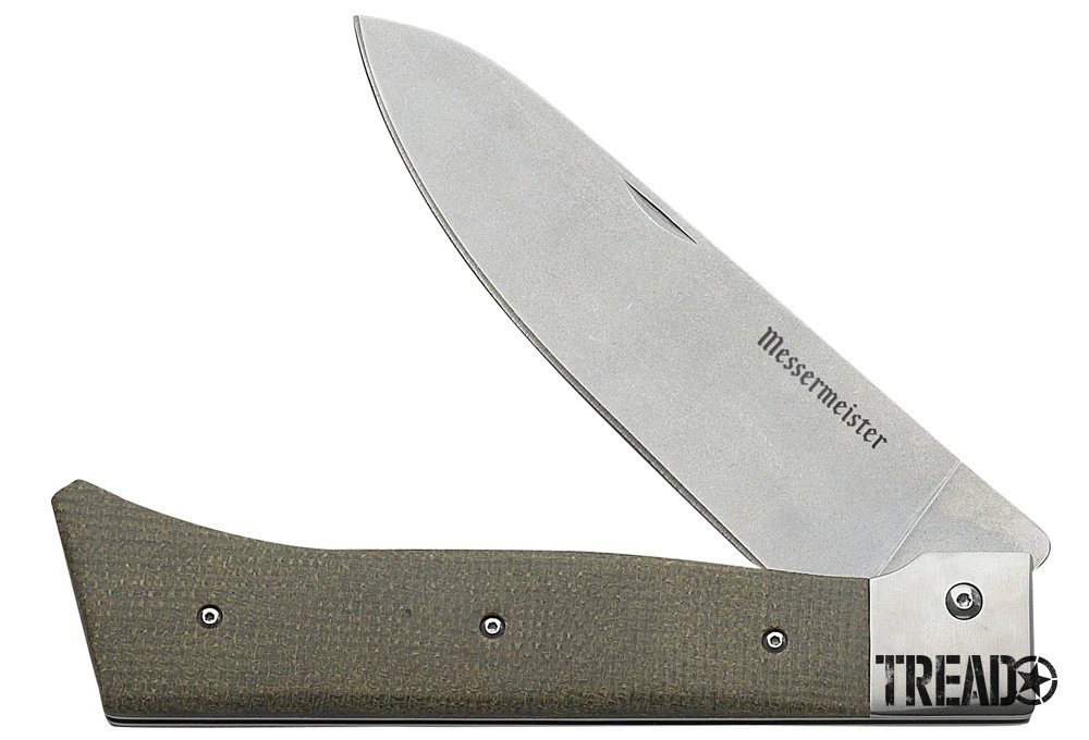 Messermeister Adventure Chef 6-inch Folding Chef Knife with sage green handle folds and fits easily into a pocket.