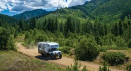 Nitro Gear Ultimate Adventure RV driving along a remote road