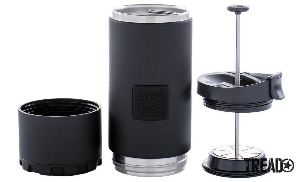 Planetary Design's The OVRLNDR Press's coffee press contents neatly stack into itself.
