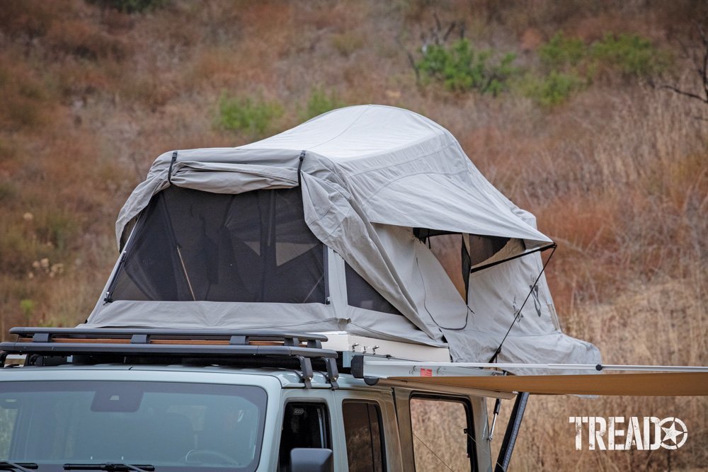 Jeep worked with AT Overland and NEMO Equipment to develop the Habitat rooftop tent that unfolds and has screens and awnings to see out of.