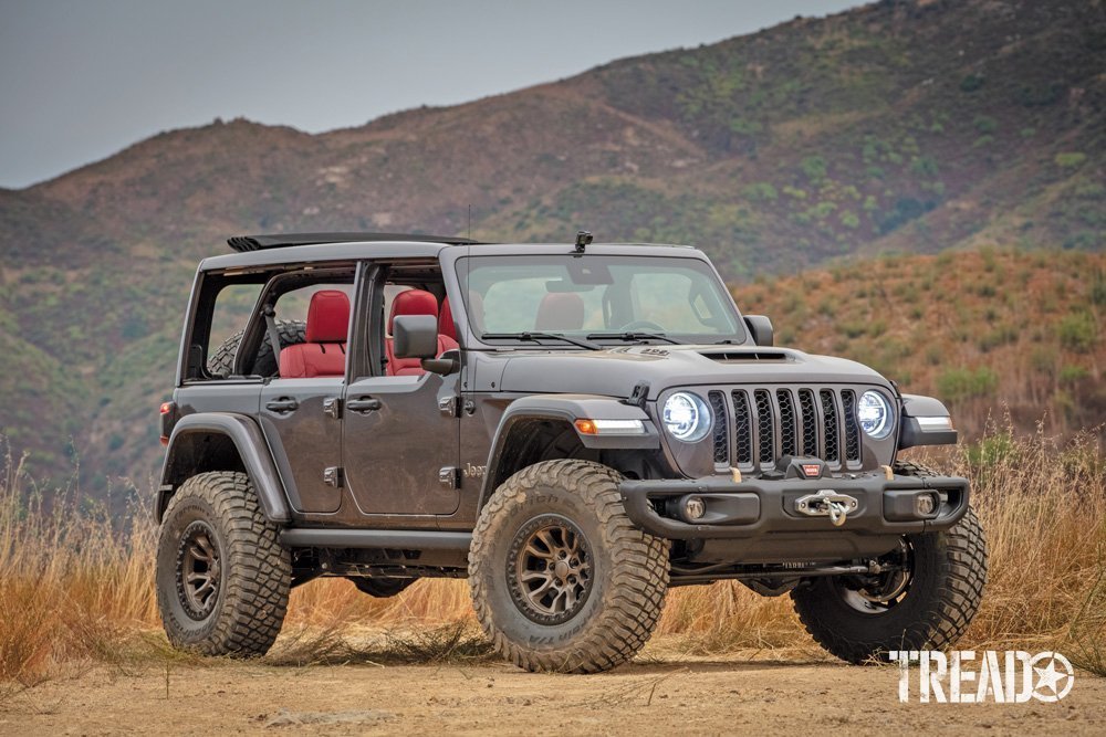 Jeep Wrangler 392, this one with gray exterior and red interior, was built for the Easter Jeep Safari.