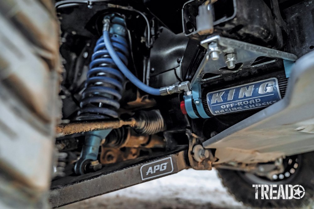 2019 Ford Ranger's suspension showcases King shocks and light blue components.