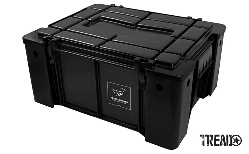 The black Wolf Pack box by Front Runner Outfitters keeps gear sturdy and in place.