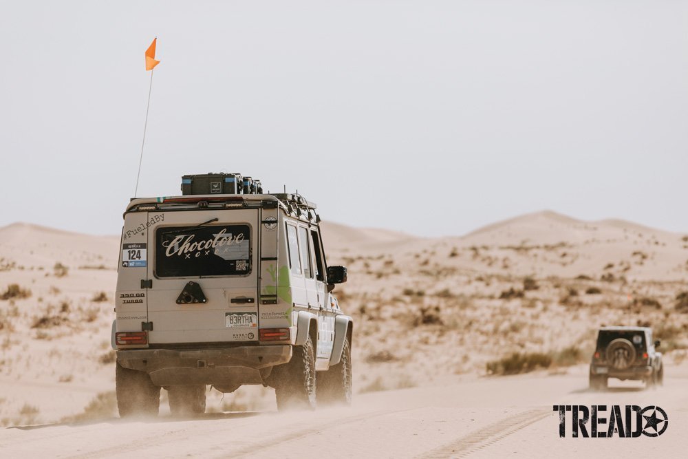 Mercedes G570D driving through the desert.